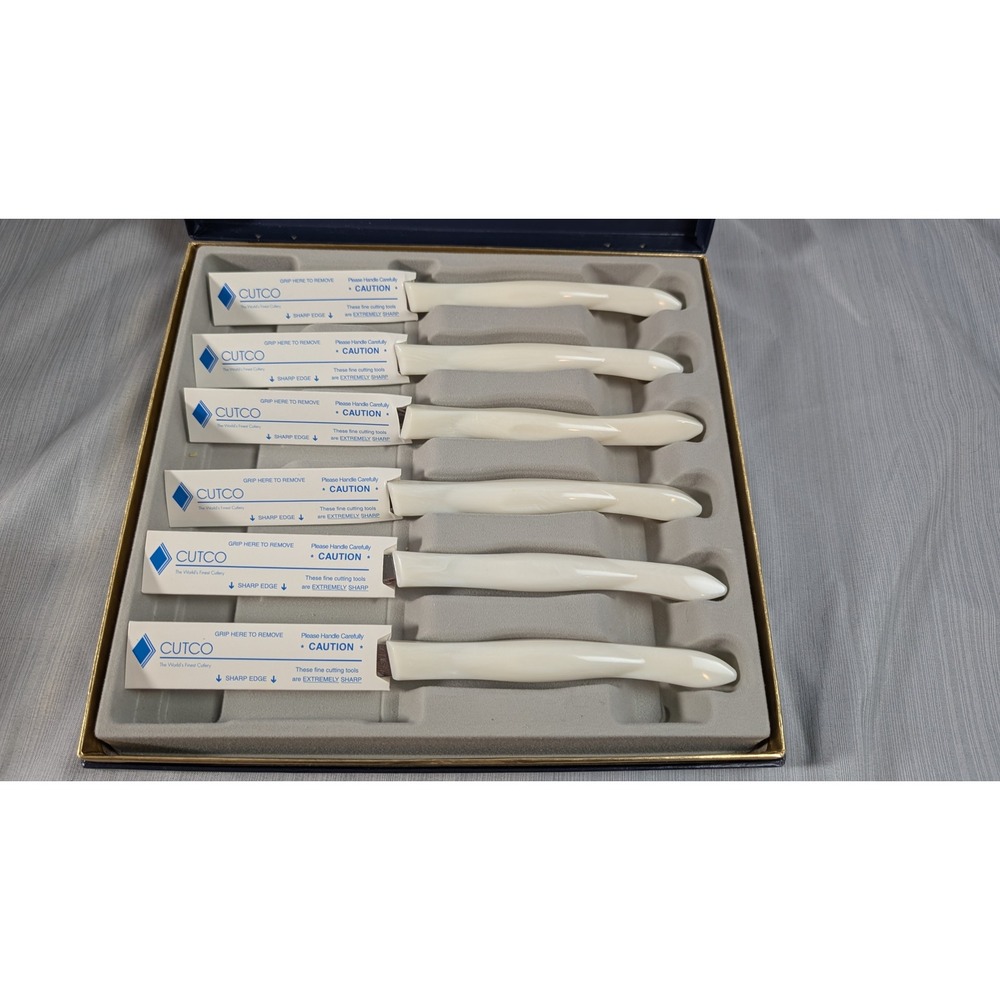 Cutco Table Knife Set 1759 KB 6pc Serrated Pearl White 6pc Set - New - Picture 2 of 12